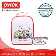 Pyrex 2 Piece Square Storage And Bag - Snoopy