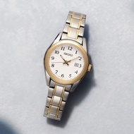 Seiko SUR466P1 White Analog Two-Tone Gold Stainless Steel Analog Ladies Watch