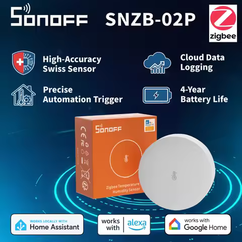 SONOFF SNZB-02P Temp Humidity Sensor Zigbee 3.0, 4-Year Battery Life, Accurate Swiss Monitor for Bab