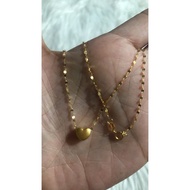 24K Hk gold heart pendant w/ 18k saudi gold 18” dancing chain necklace
