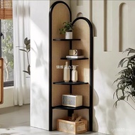 Cabinet Wall Side Shelf Corner Rattan Living Room Corner Solid Wood Shelf Bedroom Medieval Storage S