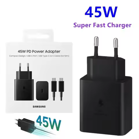EP-T4510 SAMSUNG 45W PD PPS Super Fast GaN Charger EU/US Power Adapter +1.8M 5A Type C Cable For Gal