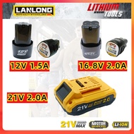 LANLONG 12V l16.8V l 21V Battery Lithium Replacement Li-Ion for Cordless Drill l Battery Charger l F