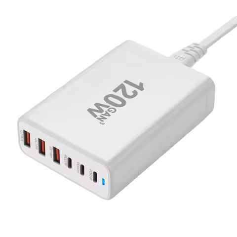 New Style 120W GaN Charger 6 Ports USB Type C PD Charger Quick Charge USB3.0 Type C Quick Charger Mo