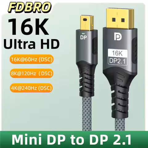 16K Mini DisplayPort to DisplayPort Cable DP1.4 16K60Hz Bi-Directional Transmission DP to Mini DP Ca