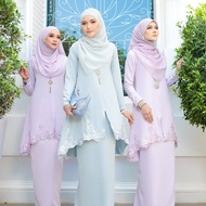 Baju Kurung Lace Sedondon Merlisa Ibu Anak | Dusty Baby Blue, Lilac Purple