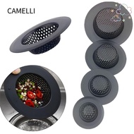 CAMELLI Sink Strainer, Stainless Steel With Handle Drain Filter, Usefull Anti Clog Black Floor Drain Mesh Trap Kitchen Bathroom Accessories