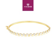 HABIB 375/9K Yellow and White Gold Bangle (Heart) XB206339-YW-DC-LP