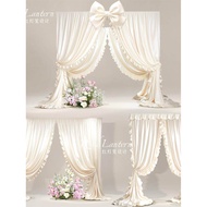 Beige Champagne Color Fungus Edge Cloth Curtain Wedding Picture psd Layered Welcome Area Entrance We