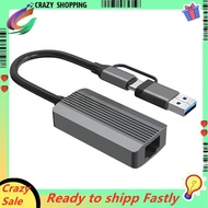2.5G High-Speed Ethernet Adapter USB 3.0 & Type C to RJ45 Network Card for Laptop PC NAS Server