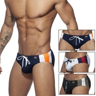 ADDICTED - 【ADDICTED】彩虹標誌時尚條紋三角泳褲 撞色線條 STRIPES BASIC SWIM BRIEF- ADS211