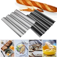 Nonstick Perforated French Bread Pan Loaf Bake Mold Toast Cooking Molding Toaster Pan Cloche Waves Silver Steel Tray