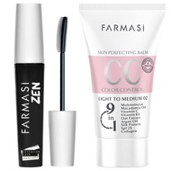 Makeup cc Cream 9 in 1, 50 ml./1.7 fl.oz. (Light to Medium) And Farmasi Zen Mascara Extension Lash, 