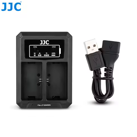 JJC USB Battery Charger for Canon LP-E6 LP-E6N EOS R R5 Mark II R6 Mark II 6D Mark II 5D Mark IV III