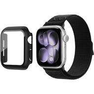 2-in-1 Nylon Loop Strap + PC Protective Case for Apple Watch Series 10/9/8/7/SE/6/5/4/3/2/1 iWatch 4
