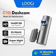 LOOCi C1G 2K Dash Cam 24H Parking Guard Night Vision Smart AI App Control