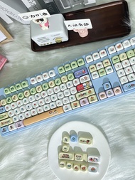 Keycaps PBT สูง MOA 120 ชิ้น วัสดุพลาสติก พิมพ์ลายการ์ตูน ไม่แสง สวมใส่สบายสำหรับคอมพิวเตอร์