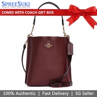 Coach Handbag In Gift Box Mollie Bucket Bag 22 Wine Dark Red # CB901