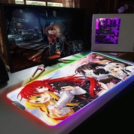 ☈High School Dxd Mousepad Mouse Pad Rgb Anime De Alta Escola Com Luz De Fundo Usb, Acessório De+D,@