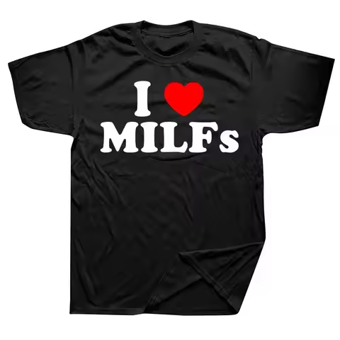 Camisetas divertidas I Love MILFs Heart ropa informal con imágenes, regalos de cumpleaños de manga c