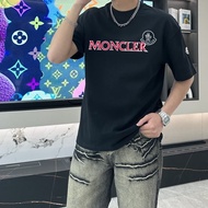 Mo * ier Fashion logo logo Print Casual Short Sleeve Men Women Loose Round Neck T-Shirt