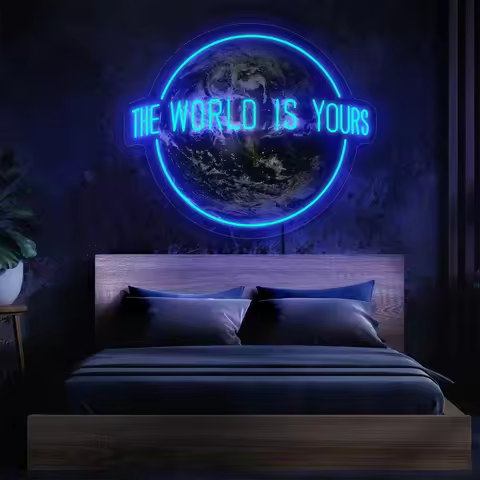 The World is Yours Neon Sign,World Neon Sign,Globe Neon Sign,Home Wedding Bedroom Wall Decor