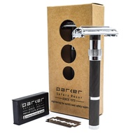 Parker, 96R Graphite Gray Long Handle Butterfly Open Double Edge Safety Razor for Men, 5 Parker Prem