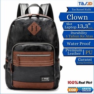 Tas Ransel Pria Kulit Backpack Laptop 13 Inch Premium Import Clown