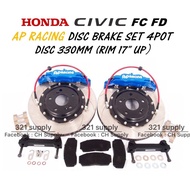 CIVIC FD FC FB ACCORD STREAM ODYSSEY CRZ AP RACING DISC BRAKE CALIPER SET 4POT DISC 330MM CP5200(RIM 17")TYPE R MUGEN