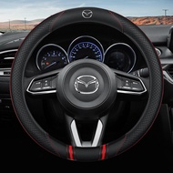 พวงมาลัยรถยนต์หุ้มหนังเหมาะสำหรับ CX3 CX7 Mazda 2 3 5 6 8 CX5 CX9 RX MX CX30 Ataxela BT50อุปกรณ์ตกแต่งภายในรถยนต์