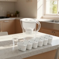 Kitchen Water Purifier Pitcher, Home Water Filter Jug, Portable Water Filtration System, with 6 Repl