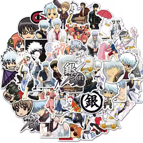 50Pcs Anime Gintama Sticker Cartoon Graffiti Stickers Mobile Phone Skateboard Suitcase Water Cup Gui