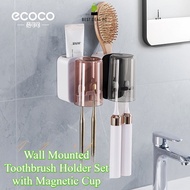 Bestdeal ECOCO Wall Mounted Toothbrush Holder Set with Magnetic Cup, No Drill Bathroom Organizer Rac