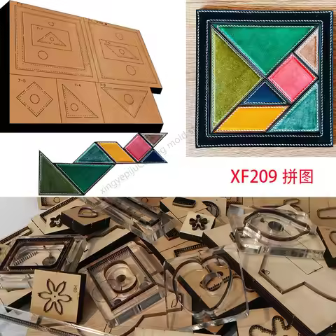 New Japan Steel Blade Wooden Die Block Puzzle Tangram Wallet Leather Craft Punch Hand Tool Cut Knife