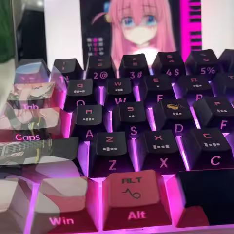 BOCCHI THE ROCK Keycaps CHREEY PBT 128 Set Keys Black Pink Bobo for MX Swich Mechanical Keyboards AN