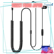Coiled Extension Headset with Mic, 3.5mm Male Wired Stereo Earphones with Long Cord, Earplugs for TV