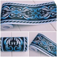 Wall border lis border sticker black whitebiru