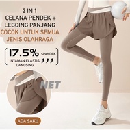 2 In 1 Long Pocket Leggings Shorts for Running Yoga Yoga Pants Women