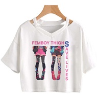 Femboy Crop Top Corset - Slim Fit Harajuku Grunge Cute Babydoll Tee