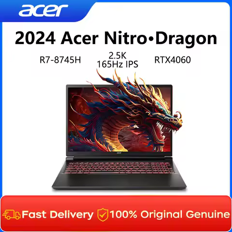 2024 Acer Nitro Dragon Gaming Laptop 16 Inch 2.5K 165Hz IPS Screen Netbook Ryzen R7-8745H 32GB 1TB R