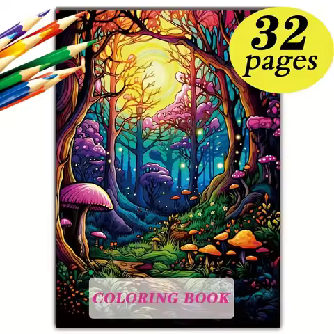 32-Page "Magic Forest" Adult Coloring Book to Help You Relax and Relieve Anxiety - A4 Size, Exquisit