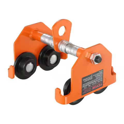 VEVOR 0.5/1/2/3/5 Ton Manual Push Beam Trolley with Dual Wheels Adjustable for Straight Curved I-Bea