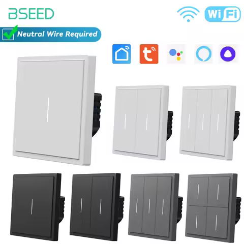 BSEED WIFI Click Switches 1/2/3/4Gang Wall Light 86*86mm Switches Soft Skin Smooth Click Buttons Sma
