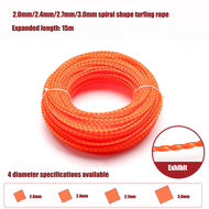 T TOVIA 15m*2.0mm/2.4mm/2.7mm/3mm Mowing Nylon Grass Trimmer Rope Brush Cutter Strimmer Line Mowing 