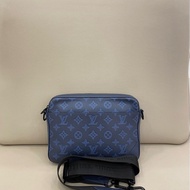 LV Duo郵差包 牛皮壓紋老花 男款 小零錢包丟失 成色佳自用超值