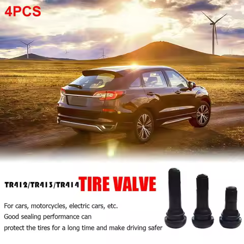 4pcs Wheels Parts TR412/TR413/TR414 Tubeless Tyre Valve Snap-in Rubber Wheel Valves Black Aluminium 