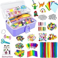 Arts and Crafts Supplies for Kids 1600Pcs DIY Craft Kits Art Supplies Materials Kids Crafts Set with Pipe Cleaners Craft Box Preschool Homeschool Toys Gift for Kids Boys and Girls Age 4 5 6 7 8