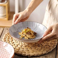 Ins Style Japanese Blue Strip Rice Plate Noodle Plate Deep Plate