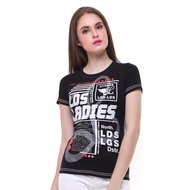 LGS - Kaos Casual Wanita - Lengan Pendek - Motif Gambar Sablon - Warna Hitam - LTS.555.T779M.018.C