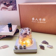 能量擴香水晶山l茶水晶的能量與勇氣 (水泥字要加購)香氛水晶禮盒
